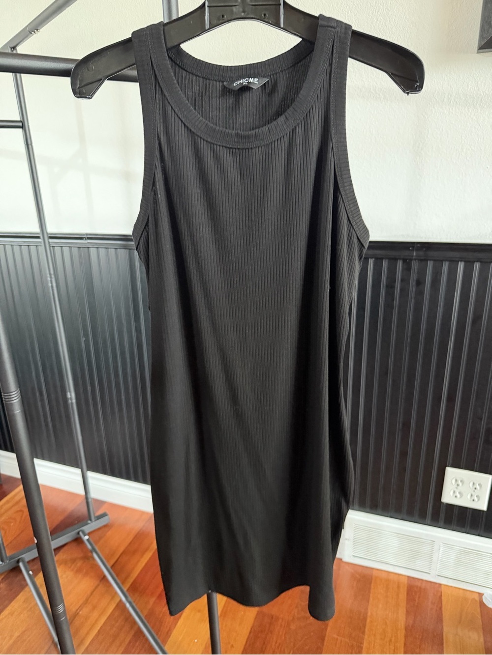 CHICME Black Ribbed Tank Mini Dress - Sleek Sleeveless Style